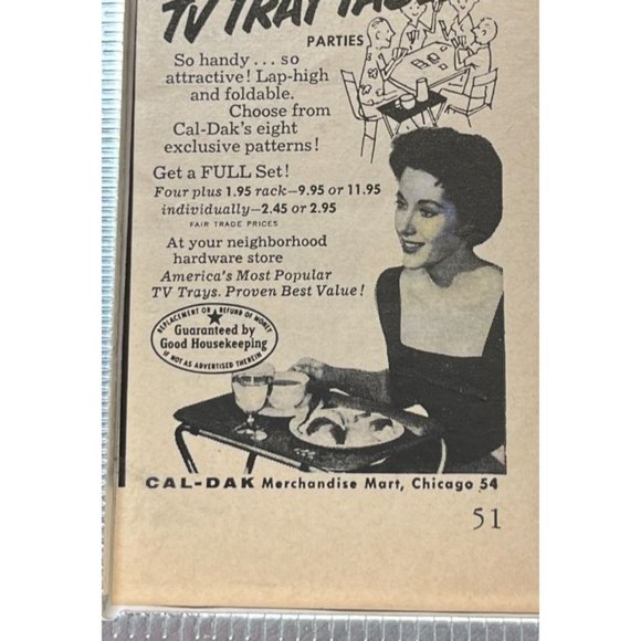 Cal-Dak TV Tray Tables Vintage Print Ad 1955 Chicago IL Home Decor - Picture 5 of 6